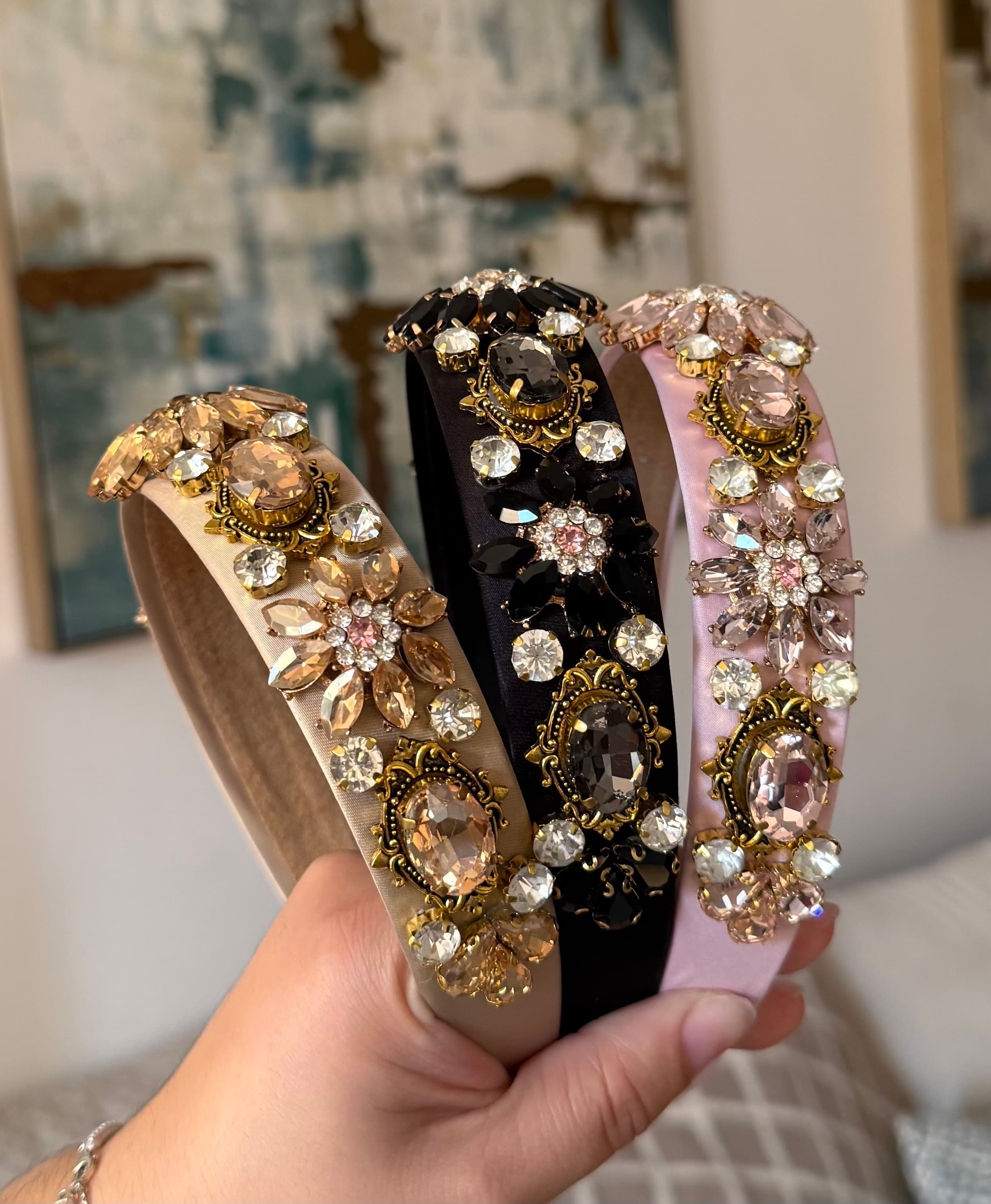Rhinestone Floral Headbands 