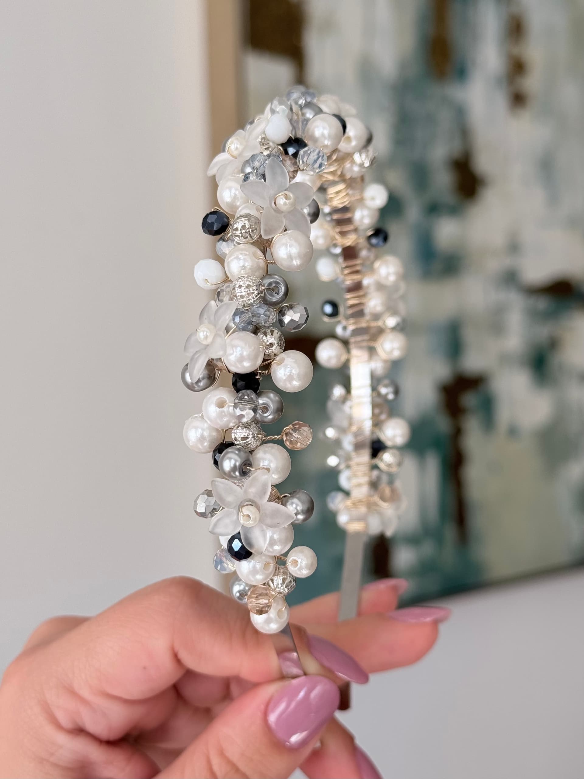 Floral Black& gray Headband